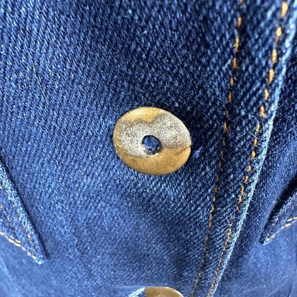 VTG Vesti Denim Shirt Dress Blue Button Front Midi Short Sleeve Utility Retro L - Picture 7 of 13